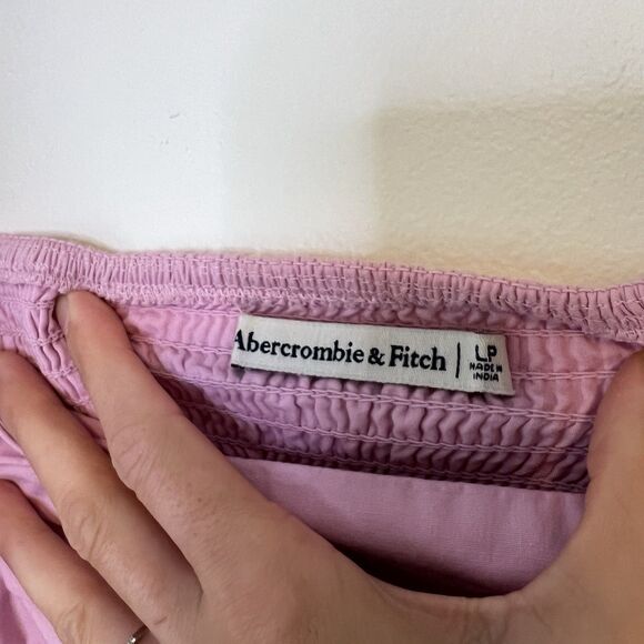 Abercrombie & Fitch Emerson Poplin Puff Sleeve Mini Dress in Pink Size L Petites - Picture 8 of 9